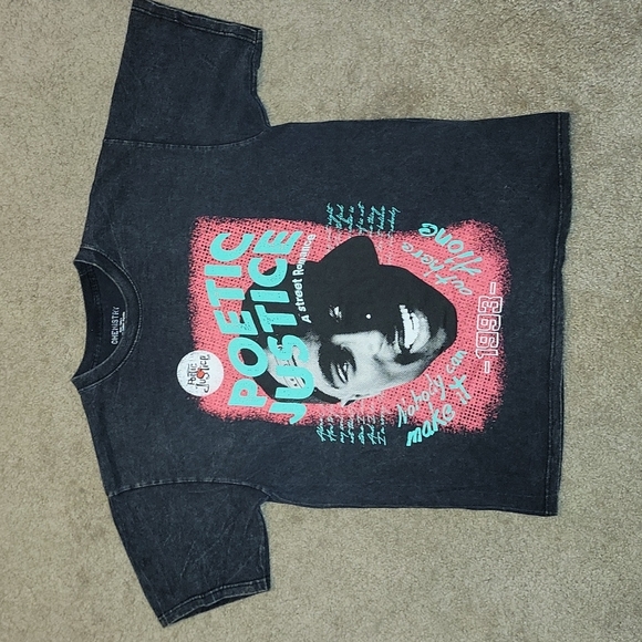 Chemistry Tops - Tupac Poetic Justice Acid Wash New School Vintage 1993 T Shirt Adult Large